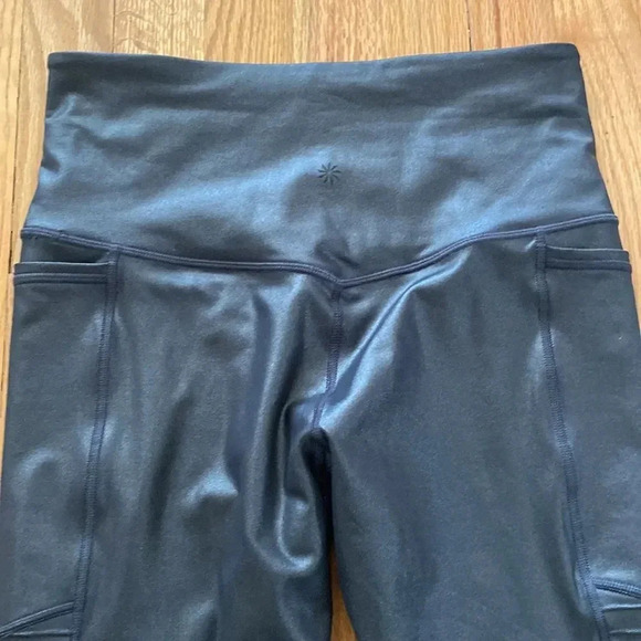 ATHLETA Inclination Moto Tight sz S metallic dark grey excellent pre owned cond - Picture 7 of 8